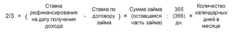 Формула расчёта материальной выгоды