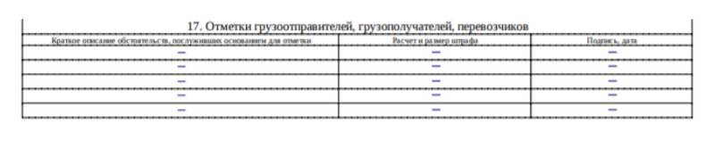 Пример заполнения раздела 17 при отсутствии недочётов