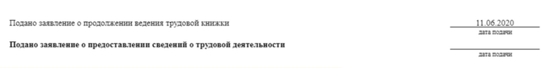 Образец заполнения сведений о заявлении