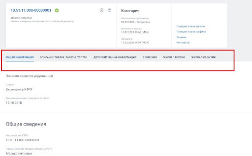 Информация о закупочной позиции