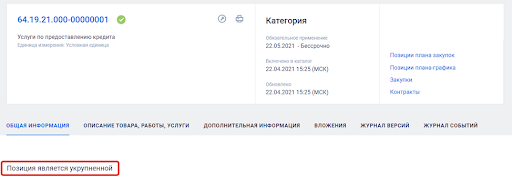 Статус позиции указан в карточке категории Статус позиции указан в карточке категории
