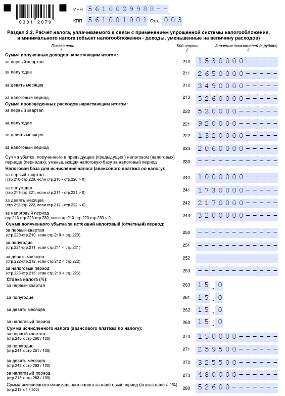 Образец раздела 2.2