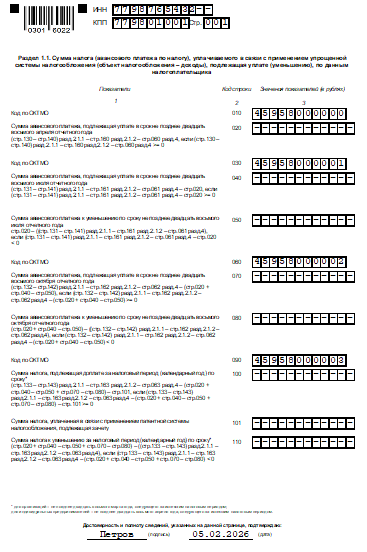 Как сдать нулевую отчетность ООО самостоятельно — пример заполнения декларации по УСН (2)
