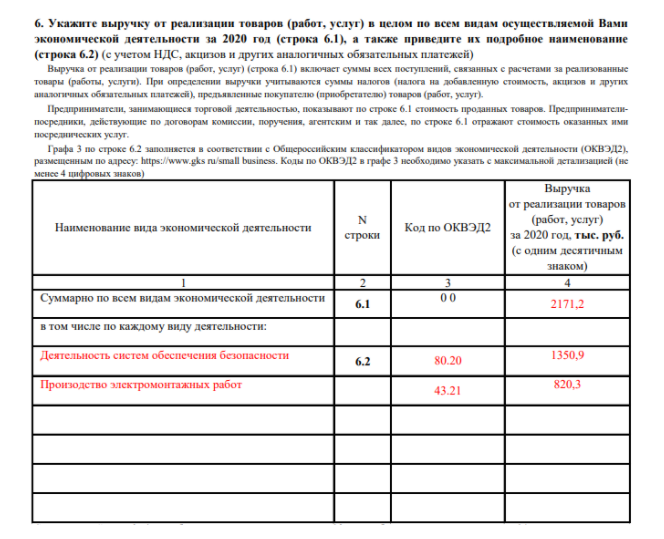 Раздел 2 пункт 6 формы 1-предприниматель 