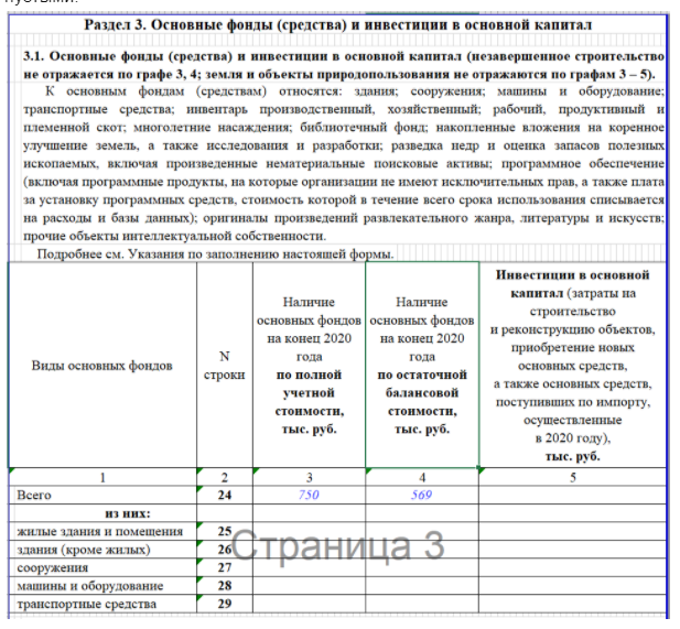 Раздел 3 пункт 3.1 формы МП-СП Раздел 3 пункт 3.1 формы МП-СП