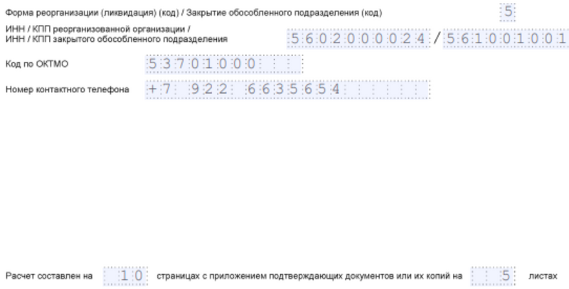 Образец заполнения блока титульного листа по реорганизации и дополнительной информации Образец заполнения блока титульного листа по реорганизации и дополнительной информации