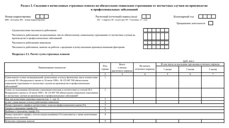 Раздел 2 и подраздел 2.1