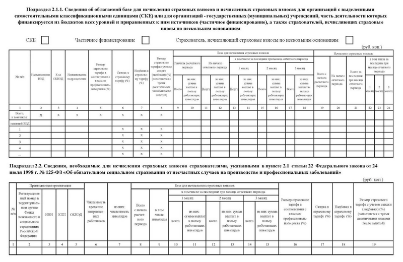 Новая форма 4-ФСС с 2023 года — подразделы 2.1.1 и 2.2 отчёта ЕФС-1