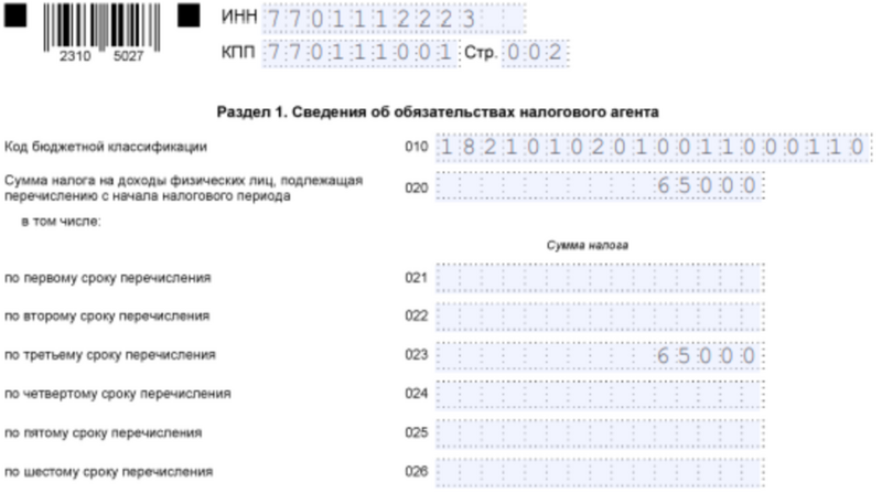 Раздел 1 декларации